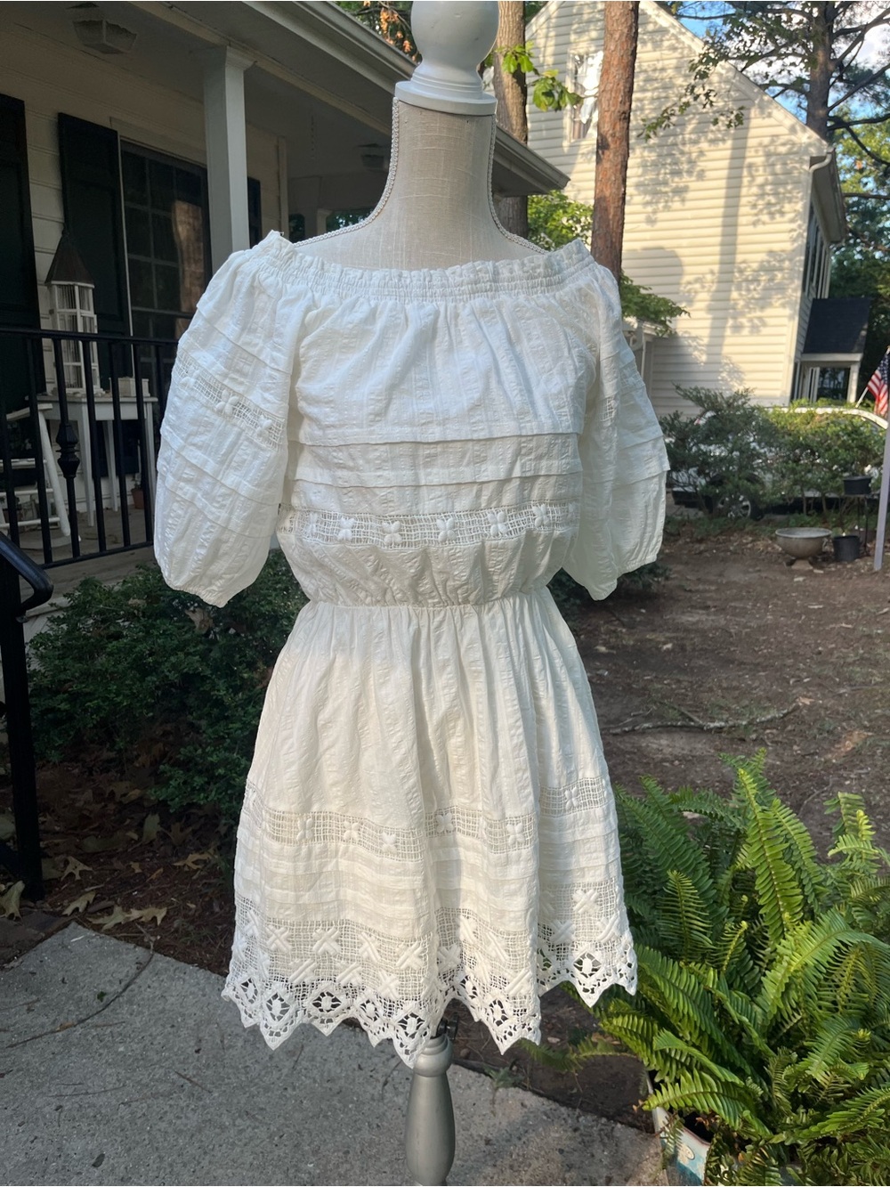 By Together ✨ Bohemian Sundress, Cotton, Embroidery, Short Sleeves, Small, Beach